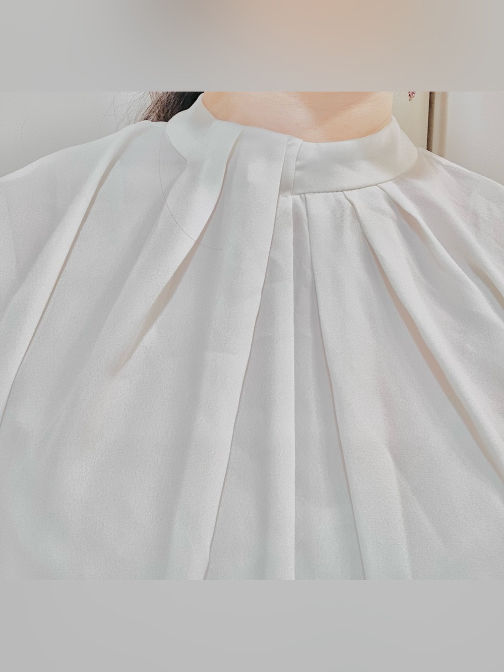 Worthington Cream Pleated Mock Neck Blouse - Picture 9 of 9
